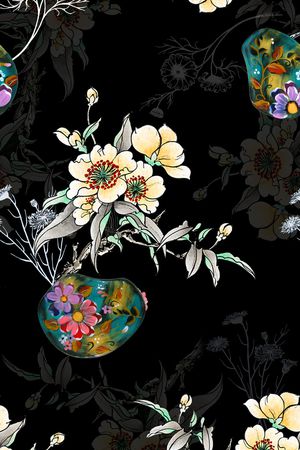 旗袍印花花型图片