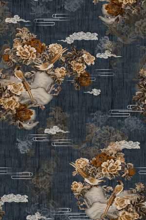 花鸟印花花型图片