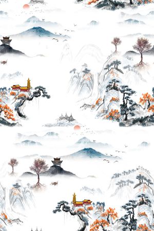 旗袍印花花型图片