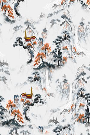 旗袍印花花型图片