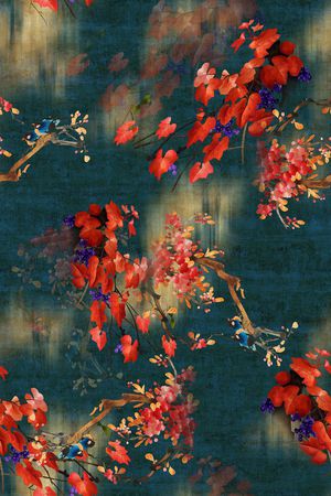 花鸟印花花型图片