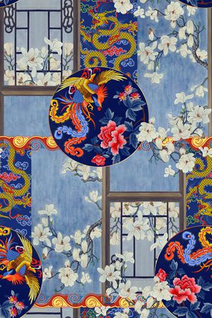 真丝印花花型图片