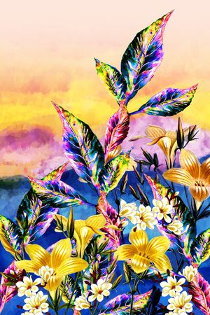 绿植树叶印花花型图片
