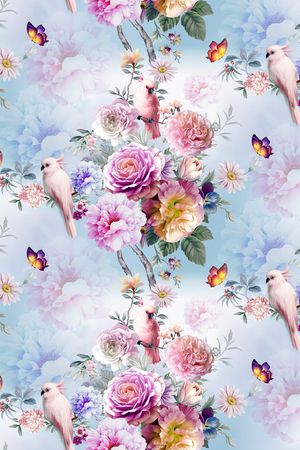 鹦鹉印花花型图片