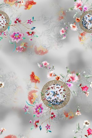 旗袍印花花型图片