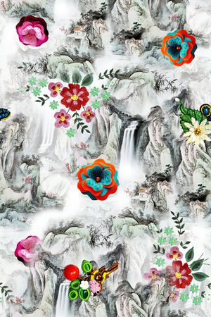 旗袍印花花型图片