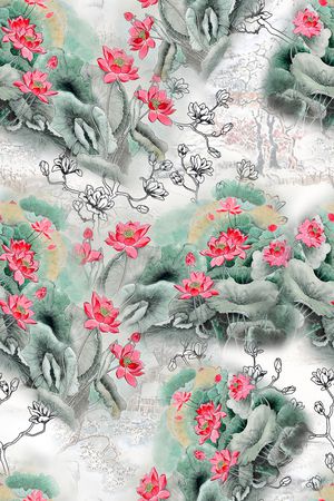 旗袍印花花型图片