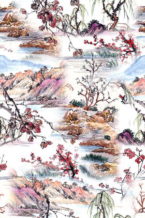 旗袍印花花型图片
