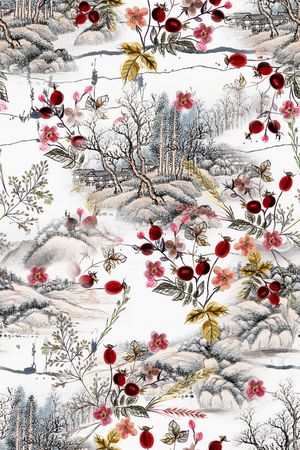旗袍印花花型图片