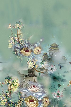 水彩印花花型图片