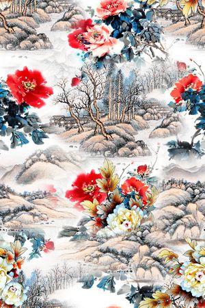 旗袍印花花型图片