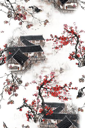 旗袍印花花型图片