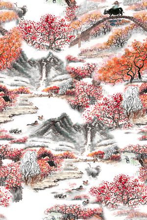 旗袍印花花型图片
