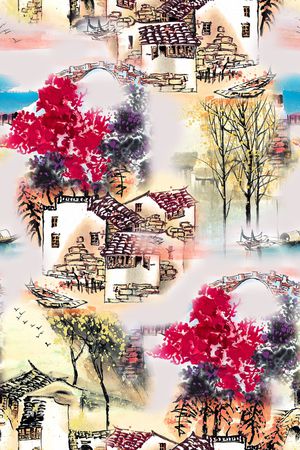 旗袍印花花型图片