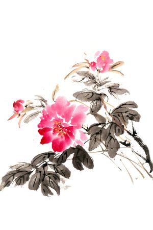 水墨风印花花型图片