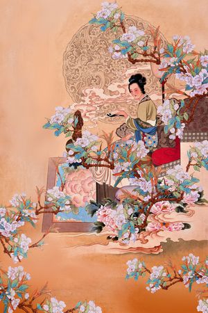 中国风定位花印花花型图片