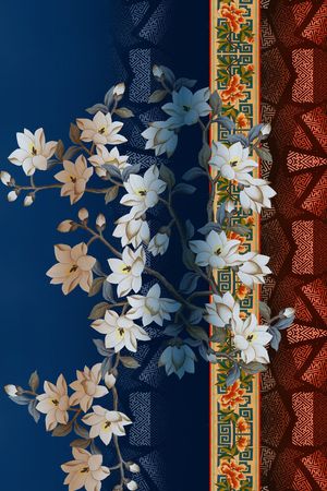 中国风定位花印花花型图片