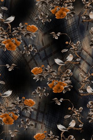 花鸟印花花型图片