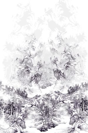 水墨风印花花型图片
