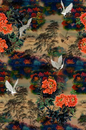 仙鹤印花花型图片
