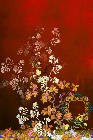 中国风定位花印花花型图片