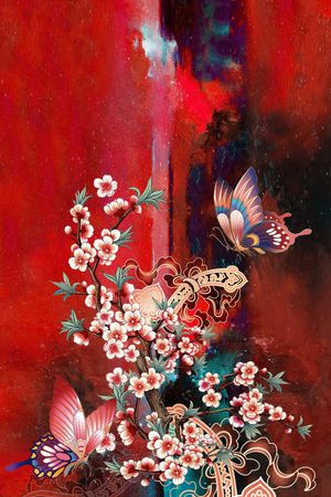 中国风定位花印花花型图片