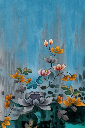 中国风定位花印花花型图片