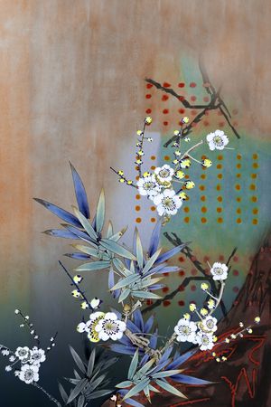 中国风定位花印花花型图片