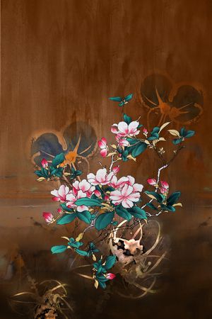 中国风定位花印花花型图片
