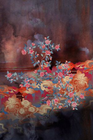中国风定位花印花花型图片