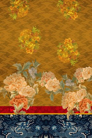 中国风定位花印花花型图片