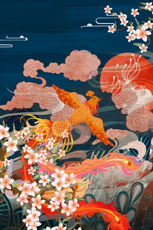 凤凰印花花型图片