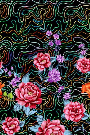 线条印花花型图片