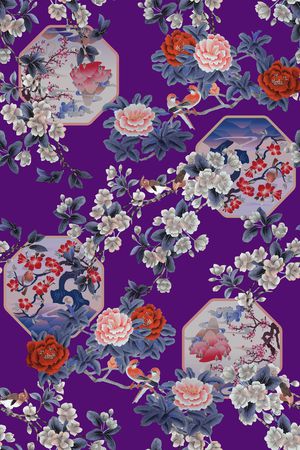 真丝印花花型图片