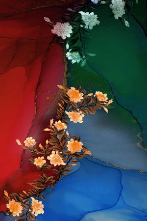 中国风定位花印花花型图片