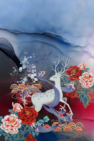 中国风定位花印花花型图片
