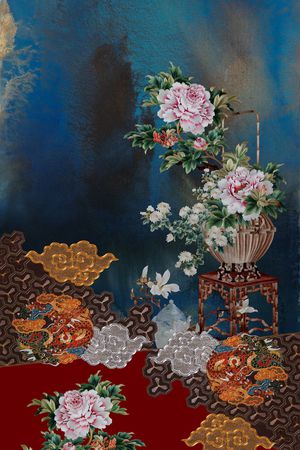 中国风定位花印花花型图片