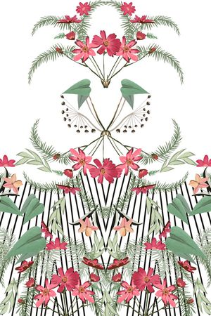 绿植树叶印花花型图片
