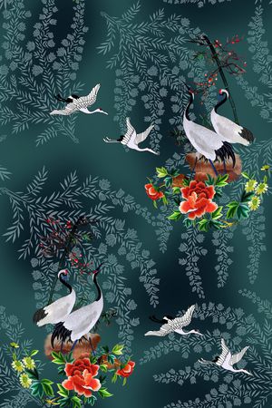 仙鹤印花花型图片