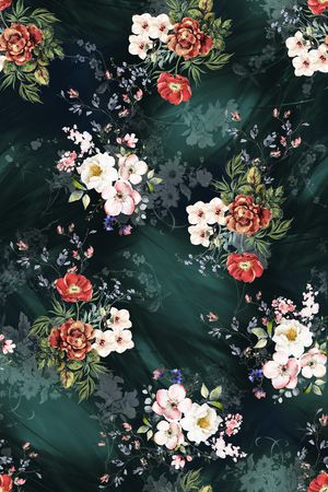 彩底花卉印花花型图片