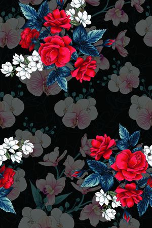 玫瑰花印花花型图片