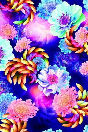 抽象花卉印花花型图片