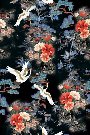 仙鹤印花花型图片
