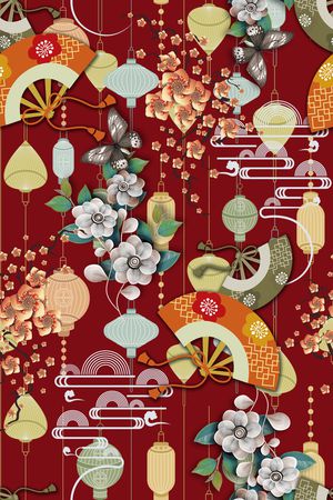 真丝印花花型图片