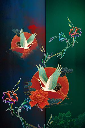 中国风定位花印花花型图片
