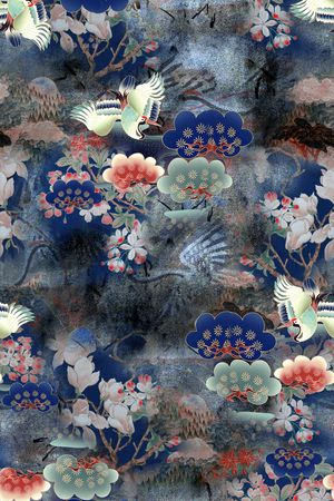 仙鹤印花花型图片