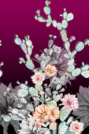 仙人掌印花花型图片