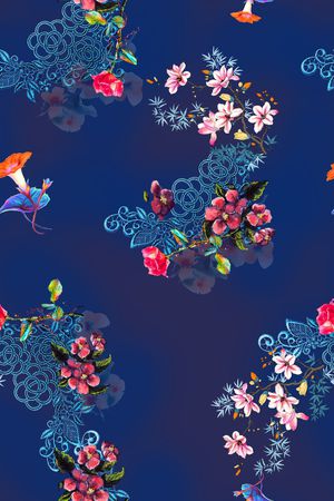 旗袍印花花型图片