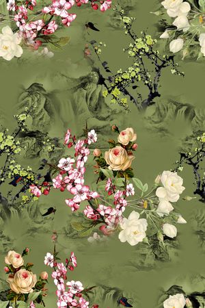 连衣裙印花花型图片