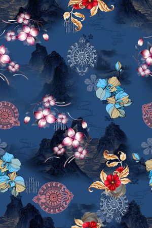 连衣裙印花花型图片